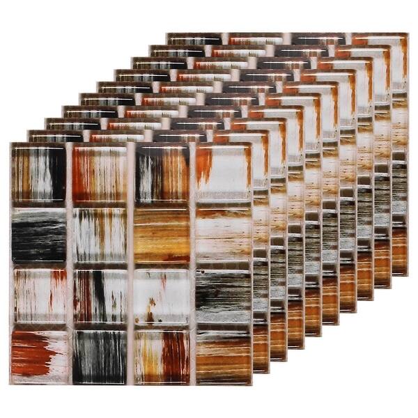25 Sheets Peel and Stick Tiles Backsplash, 3.94"x3.94"x0.01" Multicolor